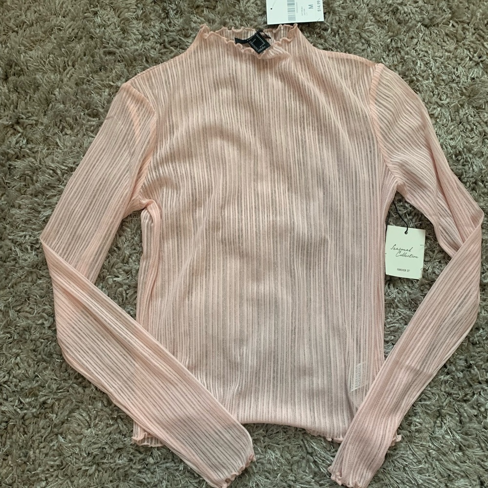 Pink Long Sleeve Sheer top